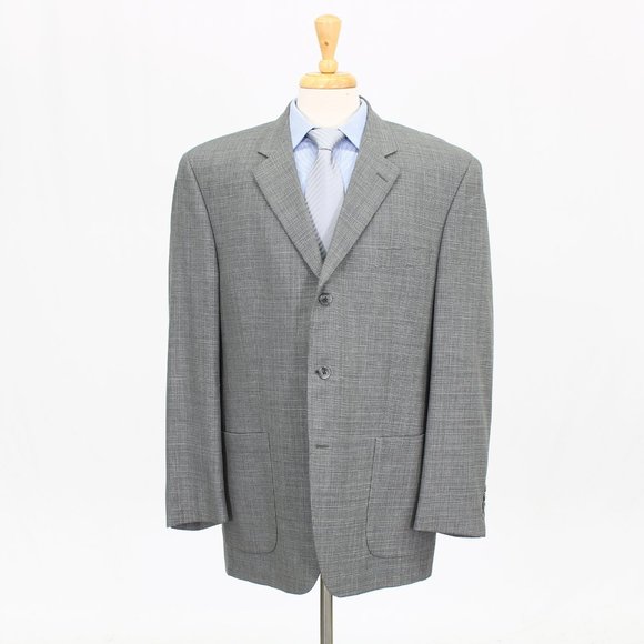 Jack Victor 46R Gray Solid 3-Button Sport Coat Blazer Jacket B351